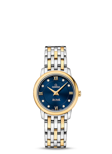 Omega De Ville Prestige Quartz 27.4 Stainless Steel / Yellow Gold / Blue / Bracelet